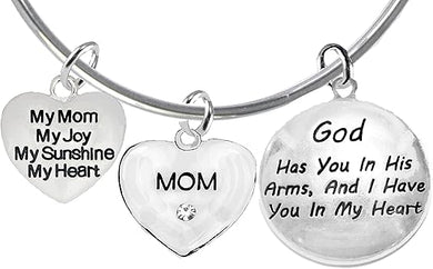 My Mom, My Joy, My Sunshine, My Heart, Crystal Mom, God Has You In His Arms,Adjustable Bracelet, Hypoallergenic, Safe-Nickel, Lead, Free