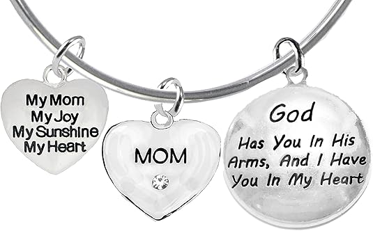 My Mom, My Joy, My Sunshine, My Heart, Crystal Mom, God Has You In His Arms,Adjustable Bracelet, Hypoallergenic, Safe-Nickel, Lead, Free