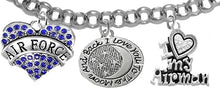Air Force, I Love You to The Moon and Back, I Love My Airman, Adjustable Rolo Chain Bracelet, Hypoallergenic, Safe-Nickel, Lead, Cadmium Free