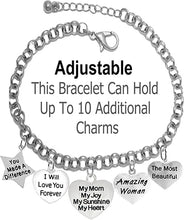 Super Hero Heart Charm,My Mom, My Joy, My Sunshine, My Heart, and Amazing Woman Charm Adjustable Bracelet, Hypoallergenic Safe- No Nickel. Lead, Or Poisonous Cadmium