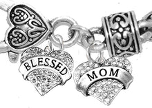 Mom, Genuine Smoke Crystal Blessed Heart And Genuine Crystal Mom Heart, Bracelet, Hypoallergenic, Safe-Nickel, Lead, Free