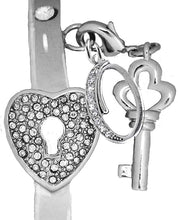 It Really Locks!, The Key To My Heart, "Initial O ", Cuff Crystal Bracelet, Hypoallergenic, Safe-Nickel, Lead, Free