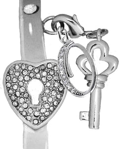 It Really Locks!, The Key To My Heart, "Initial O ", Cuff Crystal Bracelet, Hypoallergenic, Safe-Nickel, Lead, Free