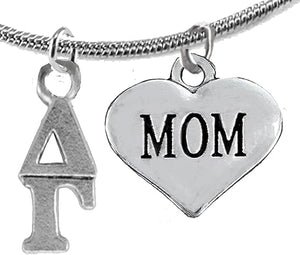 Delta Gamma, Mom, Hypoallergenic Safe Adjustable Fits Anyone Licensed Sorority Jewelry Manufacturer