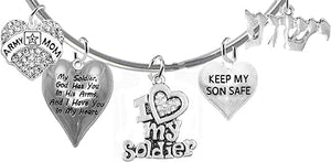 Army Mom, My Soldier, God Has You In His Arms And I Have You In My Heart, YESHUA (Jesus In Hebrew) NAMED BY AN ANGEL OF GOD, Adjustable Bracelet, Hypoallergenic Safe, No Nickel, Lead, Or Poisonous Cadmium
