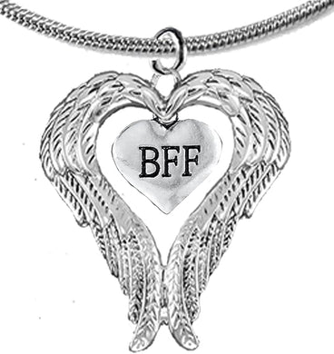 Guardian Angel, Heart (Love) Shaped Wings for BFF (Best Friends Forever) Necklace, Adjustable, Hypoallergenic, Safe-Nickel, Lead, Free