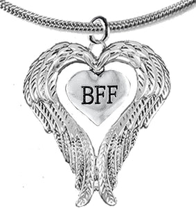 Guardian Angel, Heart (Love) Shaped Wings for BFF (Best Friends Forever) Necklace, Adjustable, Hypoallergenic, Safe-Nickel, Lead, Free