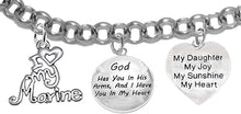 Marine Mom, My Daughter, God Has You In His Arms And I Have You In My Heart, Adjustable, Hypoallergenic-Safe, No Nickel, Lead, Or Poisonous Cadmium In Bracelet