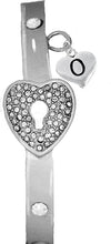 It Really Locks!, The Key To My Heart, "Initial O ", Cuff Crystal Bracelet, Hypoallergenic, Safe-Nickel, Lead, Free