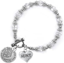 Aunt I Love You to The Moon and Back Clear Crystal Charm Bracelet, Hypoallergenic, Safe, Nickel, Lead & Cadmium Free.