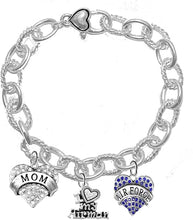 Air Force Mom, Crystal I Love My Airman, Licensed Air Force Charm, Heart Clasp Cable Chain Bracelet, Hypoallergenic, Safe-Nickel, Lead, Cadmium Free