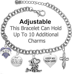 Navy Mom Bracelet, US Navy Bracelet, Navy, Sailors Mom, Navy Bracelet, Sailor's Bracelet, Navy Jewelry, US United States Navy, Christian Navy Bracelet, Hypoallergenic, Adjustable 4 to 10 Inches