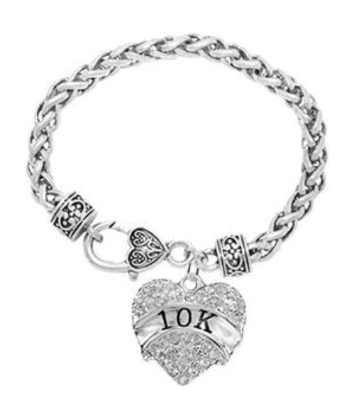 10 K Running Crystal Heart Bracelet - Hypoallergenic Nickel, and Lead Free!