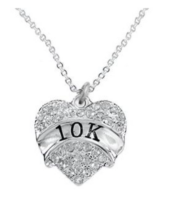 10 K Running Crystal Heart Necklace- Hypoallergenic Nickel, and Lead Free!