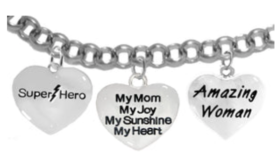 Super Hero,My Mom, My Joy, Amazing Woman Charm Adjustable, No Nickel. Lead,Cadmium 1910-1893-265B2