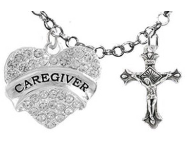 Caregiver, RN, Nurse, Crucifix Cross, Adjustable Charm Necklace, Safe - Nickel & Lead Free