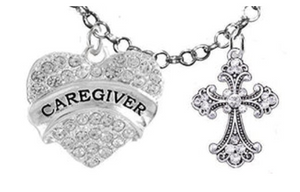 Caregiver, RN, Nurse, Genuine Crystal Cross, Adjustable Charm Necklace, Safe - Nickel & Lead Free