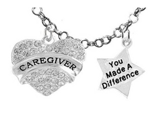 Caregiver, RN, Nurse, You Made a Difference, Adjustable Charm Necklace, Safe - Nickel & Lead Free