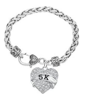 5 K Running Crystal Heart Bracelet - Hypoallergenic Nickel, and Lead Free!