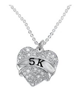 5 K Running Crystal Heart Necklace- Hypoallergenic Nickel, and Lead Free!