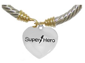 Super Hero Heart,Two-Tone Cable Bracelet, No Nickel. Lead, Or Poisonous Cadmium. 1910B24