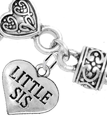 Little Sis Heart Charm Bracelet ©2016 Hypoallergenic, Safe, Nickel, Lead & Cadmium Free!
