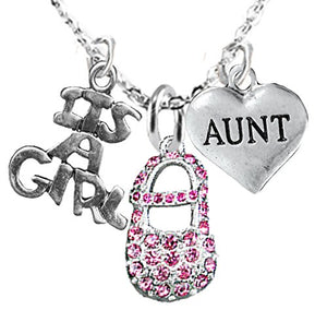 Aunt, "It’s A Girl", Adjustable Necklace, Hypoallergenic, Safe - Nickel & Lead Free