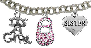 Sister, "It’s A Girl", Adjustable Bracelet, Hypoallergenic, Safe - Nickel & Lead Free