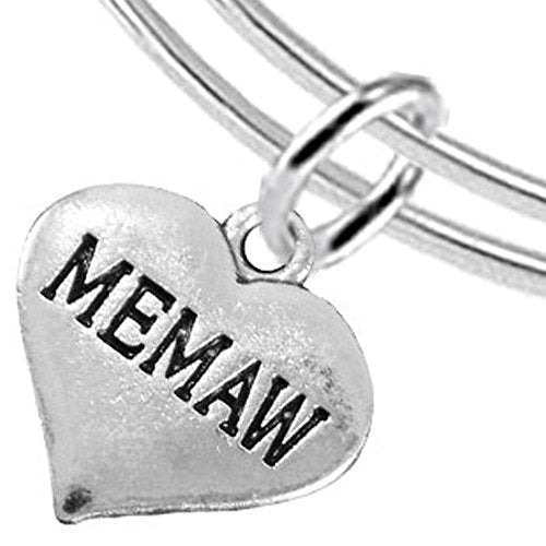 Memaw Heart Charm Bracelet ©2016 Hypoallergenic, Adjustable, Safe, Nickel, Lead & Cadmium Free!