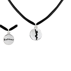 Softball Two-Sided Charm "Girl Catching Ball" & word "Softball" ©2011 Necklace Nickel & Lead Free