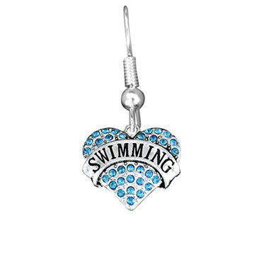 Swimming Crystal Heart Charm Fishhook Earrings ©2009 Adjustable Safe - Nickel & Lead Free!