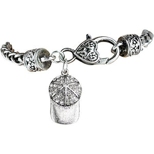 The Perfect Gift "Softball Genuine Crystal Cap Charm" Bracelet ©2012 Safe - Nickel & Lead Free