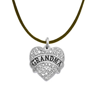 Grandma Crystal Heart Necklace, ©2015 Safe - Hypoallergenic, Nickel, Lead & Cadmium Free!