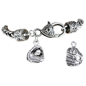 The Perfect Gift "Softball Ball in Glove Charm" Bracelet ©2012 Safe - Nickel & Lead Free