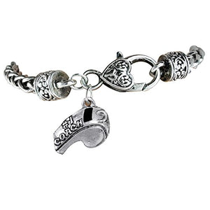 The Perfect Gift "Softball #1 Coach Whistle Charm" Bracelet ©2012 Safe - Nickel & Lead Free