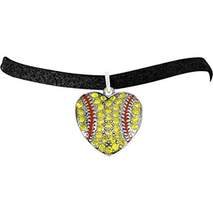 The Perfect Gift "Crystal Softball Heart Bracelet" Adjustable ©2013 Safe - Nickel & Lead Free