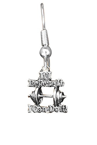 If I Believe It I Can Do It Weight Lifter Hypoallergenic Earring, Safe - Nickel Free!
