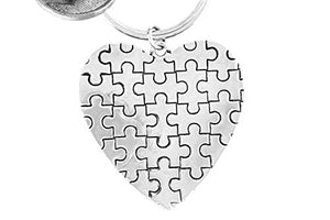 Autism Heart Key Chain, Hypoallergenic Adjustable Necklace. Nickel and Lead Free