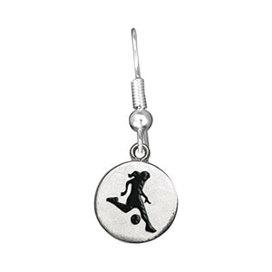 Girl Kicking the Ball, Two-Sided Soccer Earring" Fishhook ©2011 Safe - Nickel & Lead Free