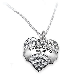 Fireman's Wife Crystal Heart Necklace, ©2015 Safe - Nickel, Lead & Cadmium Free!