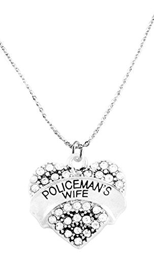 Policeman's Wife Crystal Heart Necklace, Safe - Nickel, Lead & Cadmium Free!
