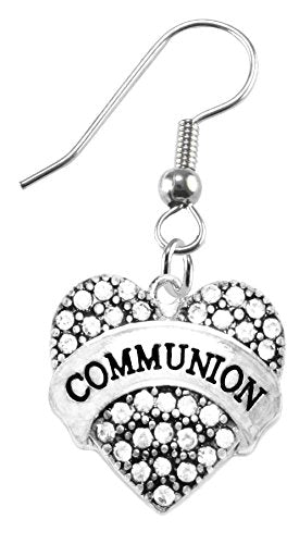 Communion Crystal Heart Earrings, Safe - Nickel, Lead & Cadmium Free!