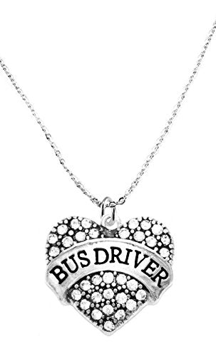 Bus Driver Crystal Heart Necklace, Safe - Nickel, Lead & Cadmium Free!