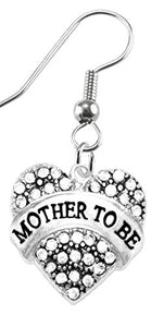 Mother to Be Crystal Heart Earrings, Safe - Nickel, Lead & Cadmium Free!