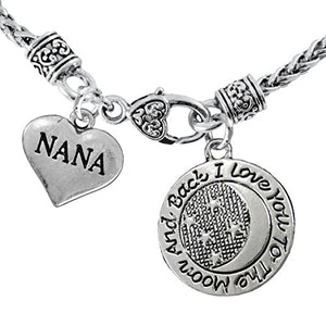 Nana And "I Love You to The Moon and Back" Necklace Hypoallergenic, Safe - Nickel & Lead Free