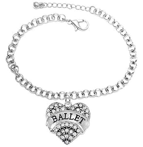 Ballet Adjustable Crystal Heart Hypoallergenic Bracelet. Nickel and Lead Free