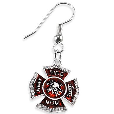 Firefighter's Mom Crystal Earring, Safe - Nickel, Lead & Cadmium Free!