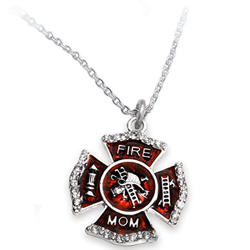Firefighter's Mom Crystal Necklace ©2015, Safe - Nickel, Lead & Cadmium Free!