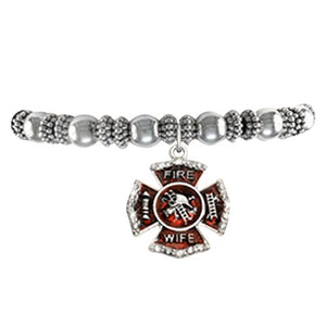 Firefighter's Wife Stretch Bracelet ©2015 Hypoallergenic" Safe - Nickel, Lead & Cadmium Free!