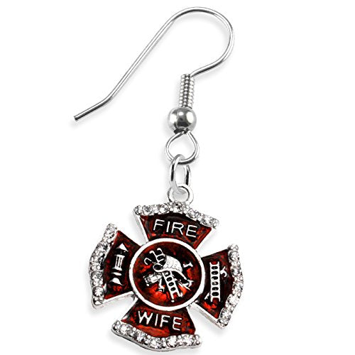 Firefighter's Wife Crystal Earring, Safe - Nickel, Lead & Cadmium Free!